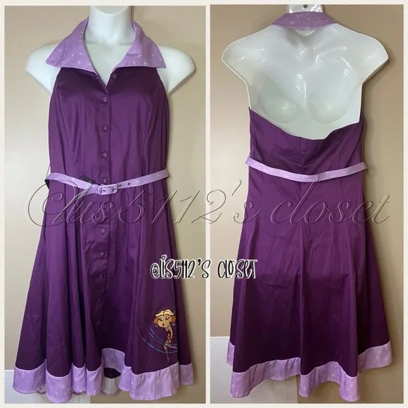 Unique Vintage The Jetsons Jane Purple 60's Retro Halter Pinup Swing Dress 1X 16 - Picture 14 of 16